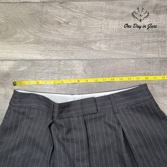 Topshop Wide Leg Pin Stripe Button Fly Pants Size 12 - Picture 3 of 6